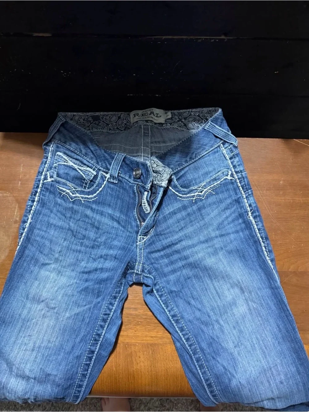 Ariat Women's Medium Blue Bootcut Jeans with Contrast Pocket Stitching